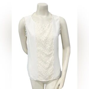 Laundry by Shelli Segal Ivory Lace Front Sleeveless Blouse Size Small